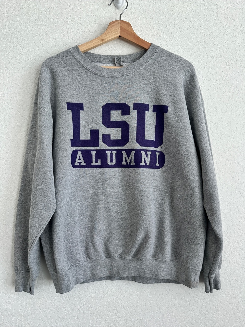 Gildan Heavy Blend LSU Tigers Alumni Crewneck Sweatshirt Gray/Purple Size Large